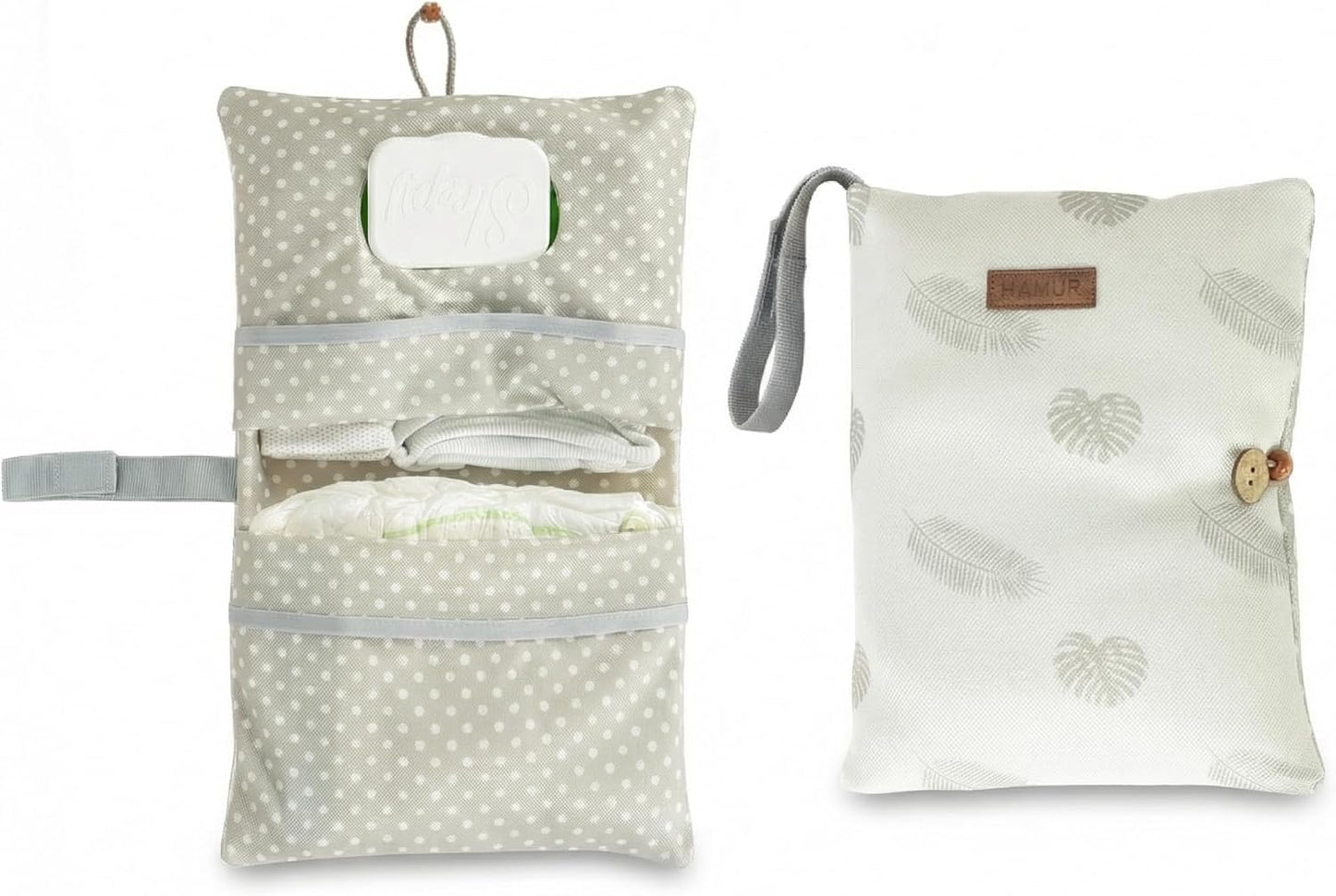 HAMUR Baby Diaper Bag Organizer – Travel-Friendly, Compact & Foldable | Stroller Pouch for Newborn Essentials – Must-Have for Boys & Girls (Leaves)