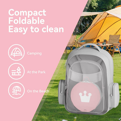 Portable Foldable Toddler Travel Potty - Medium Pink Potty Seat, Emergency Toilet for Car Camping Hiking, Lightweight Potty Chair for Indoor Outdoor Toddler Use