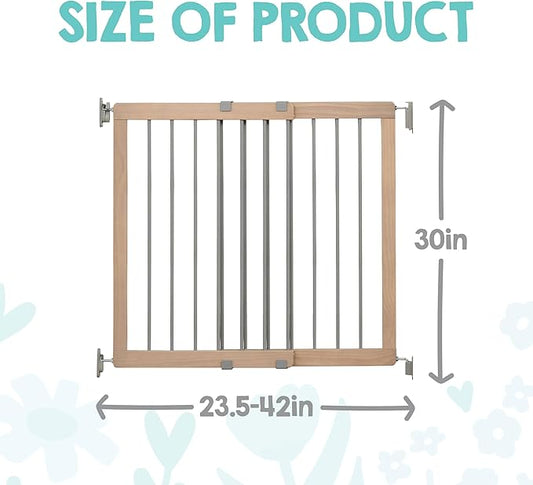 Regalo Safety 23.5"-42" Heritage & Home Wooden Baby Gate for Stairs & Doorways, Walk Through Stair Gate with Door for Babies, Toddlers, & Pets, American Designed and Owned