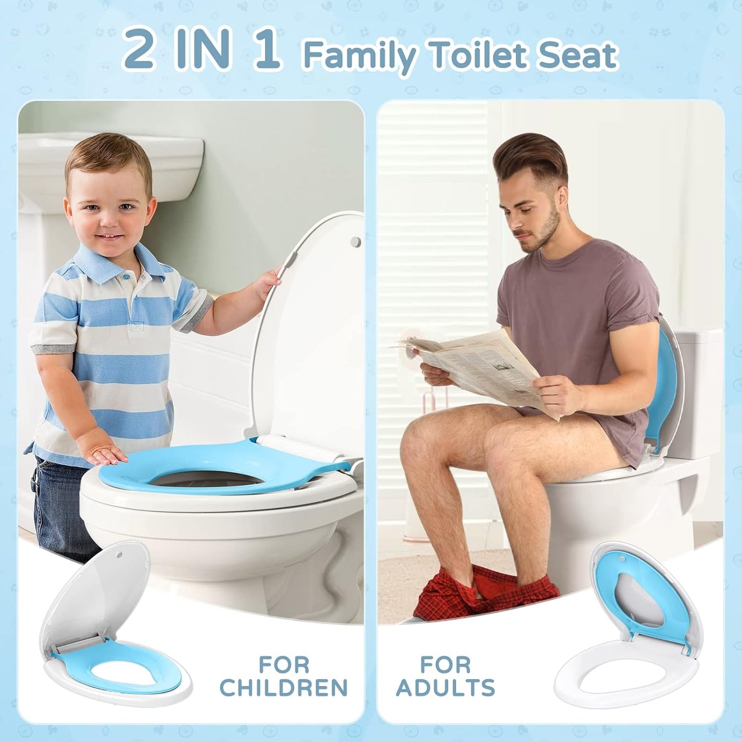 YASFEL Built in Potty Training Toilet Seat for Toddlers, Kids & Adults Biscuit Plastic Toilet Seats Elongated Slow Close with Magnets(Almond, 18.5”)