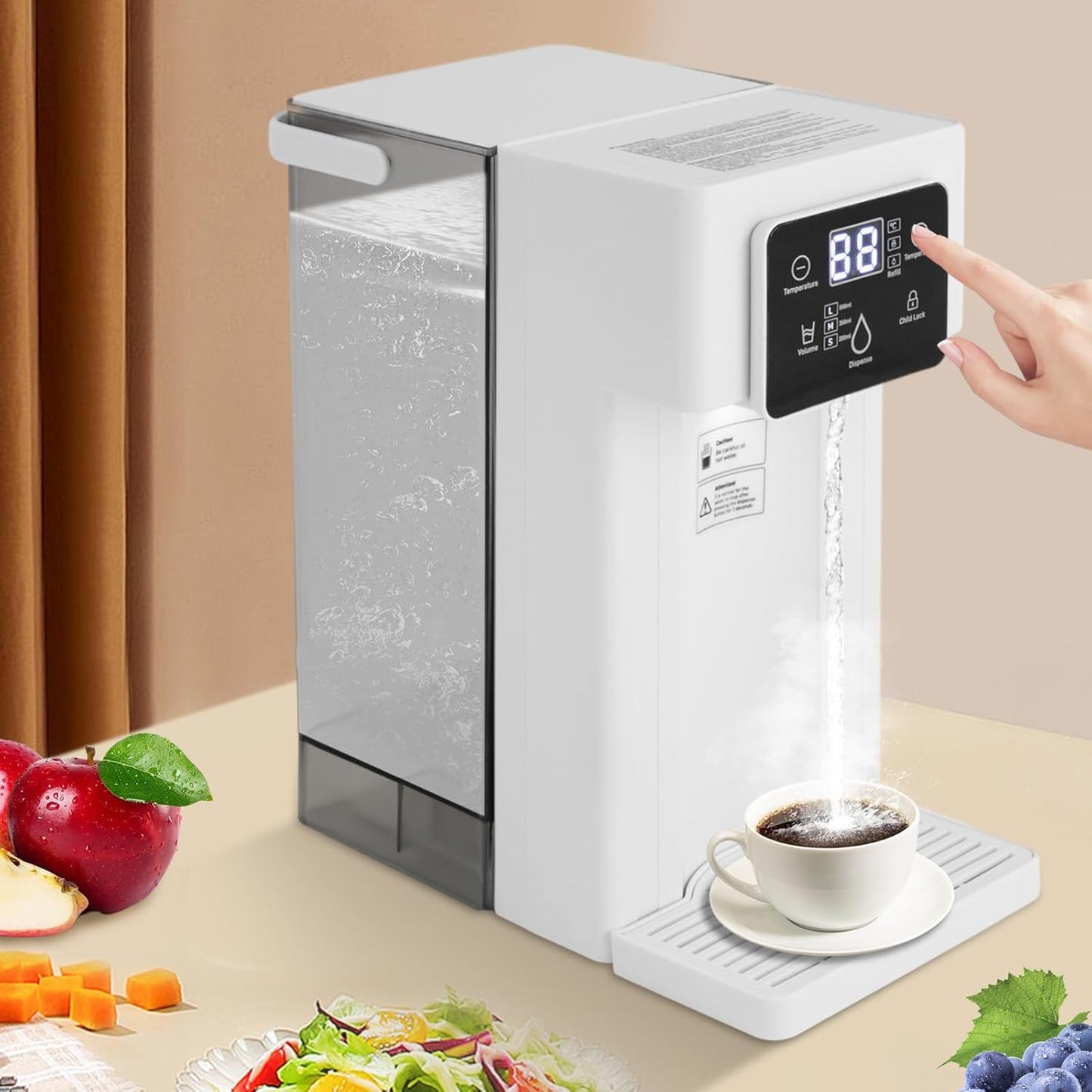 Instant Hot Water Dispenser 2000W Electric Kettles Countertop Water Filter Baby Bottle Warmer Formula Dispenser w/Safety Lock Adjustable Temperatures & 3 Water Outputs for Home Office