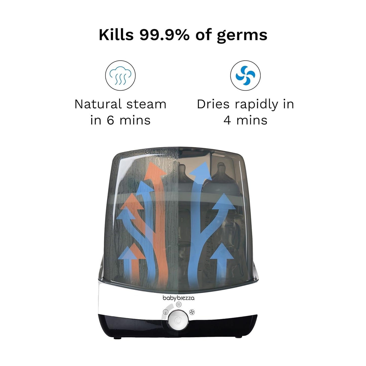 Baby Brezza Superfast 10 Minute Baby Bottle Sterilizer + Dryer - 75% Faster – Universal Electric Steam Sterilization for All Bottles, Pacifiers + Breast Pump Parts