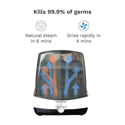 Baby Brezza Superfast 10 Minute Baby Bottle Sterilizer + Dryer - 75% Faster – Universal Electric Steam Sterilization for All Bottles, Pacifiers + Breast Pump Parts