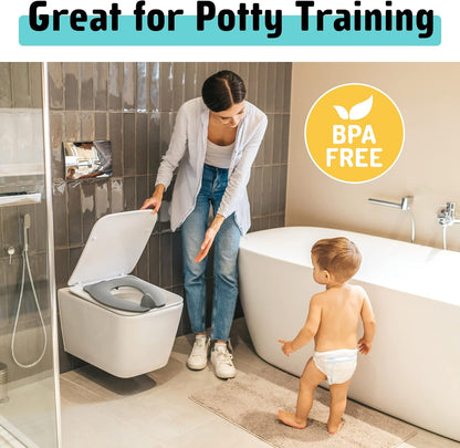 Portable Potty Seat for Toddler Travel - Foldable Non-Slip Potty Training Toilet Seat Cover for Boys Girls, Baby Kids with Drawstring Bag (Green Frog)