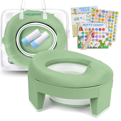 MCGMITT Potty Training Toilet Seat for Toddlers Boys Girls, Portable Baby Toilet Folding Kids Potty Chair Cover with Splash Guard for Travel, Including 3 Non-Slip Feet and Storage Bag (Blue)