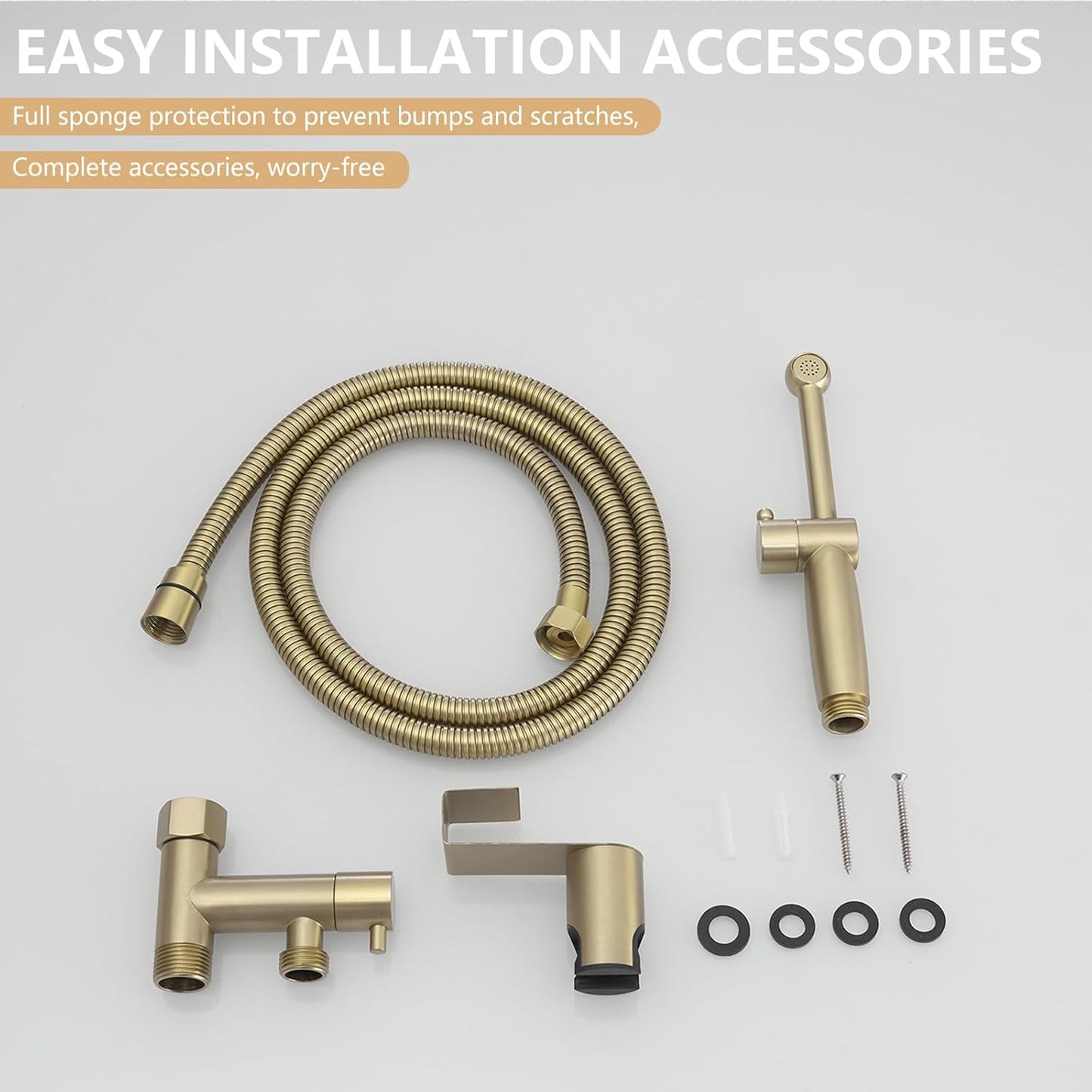 Handheld Bidet Sprayer for Toilet, All Brass Bathroom Toilet Sprayer Bidet Attachment Set, Baby Cloth Diaper Spraying Kit for Pet Bathing and Feminine Care, Brushed Nickel