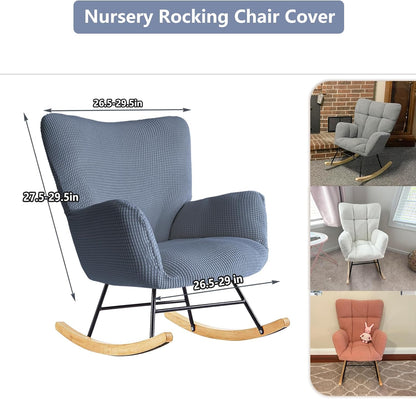 Nursery Rocking Chair Cover,1 Piece Glider Chairs Cover Slipcovers,Soft with Elastic Bottom Spandex Jacquard Small Checks,Furniture Protector Washable