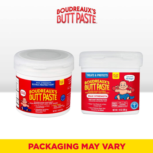 Boudreaux's Butt Paste Maximum Strength Diaper Rash Cream, Ointment for Baby, 2 oz Tube & 14 oz Jar