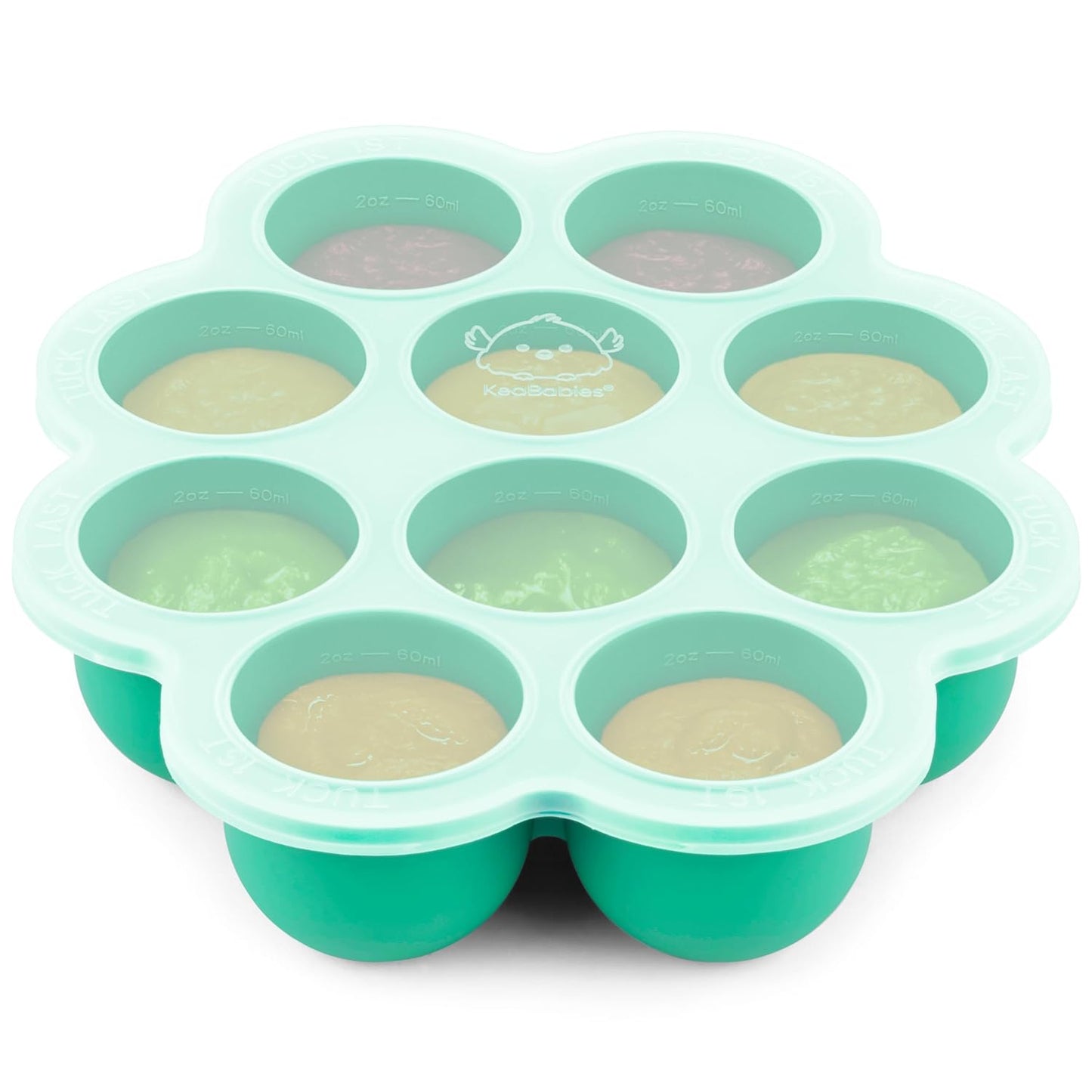 KeaBabies Silicone Food Freezer Trays with Lid, 2oz x 10 Pods Baby Food Storage Containers, Easy Puree Meal Prep, Breast Milk Silicone Freezer Molds, Dishwasher, Microwave Safe, BPA-Free (Chai Latte)