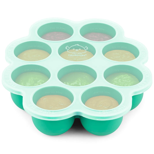 KeaBabies Silicone Food Freezer Trays with Lid, 2oz x 10 Pods Baby Food Storage Containers, Easy Puree Meal Prep, Breast Milk Silicone Freezer Molds, Dishwasher, Microwave Safe, BPA-Free (Chai Latte)