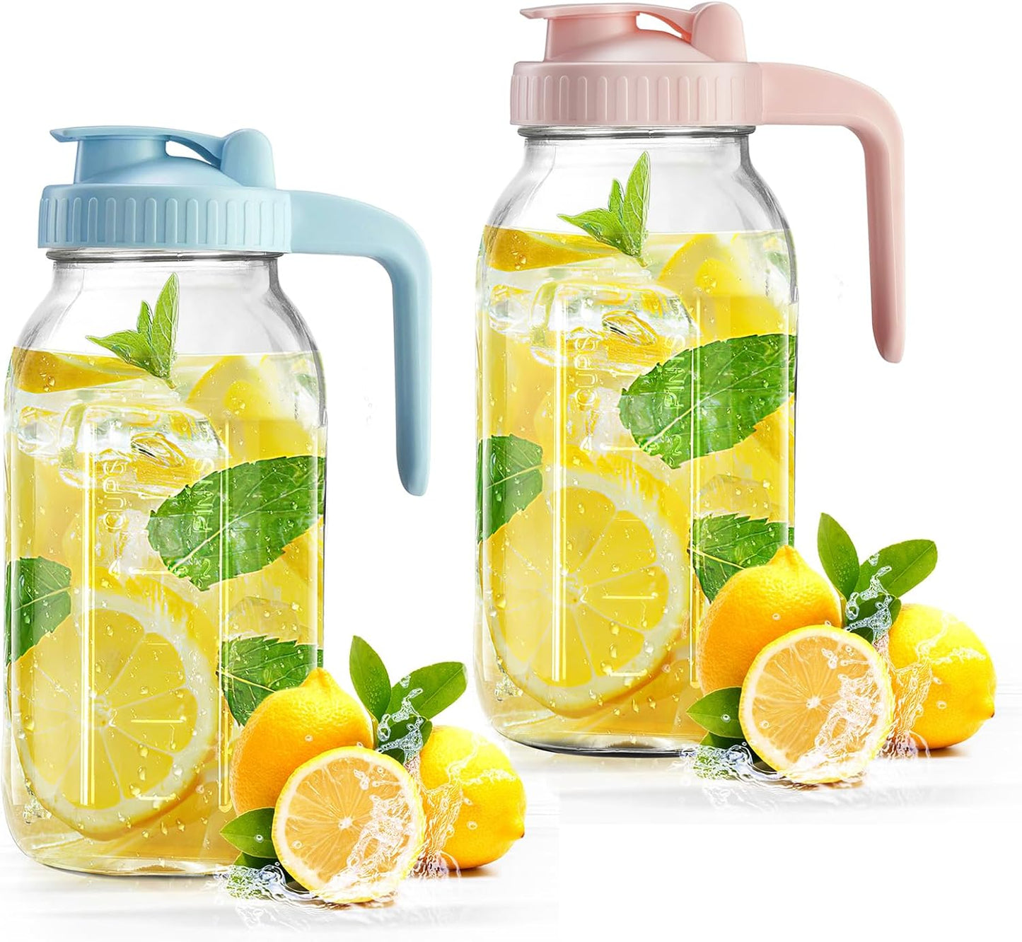 32oz Glass Pitcher with Lid & V-shaped Pour Spout - 1 Quart Breastmilk Pitcher Double Leak Proof, Creamer Container for Sun Tea, Juice, Cold Brew Coffee, Breastmilk Storage Container