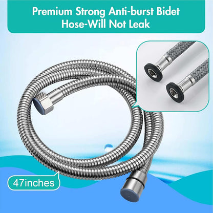 BARROCK Handheld Bidet Sprayer for Toilet, Stainless Steel Metal Made Baby Cloth Diaper Spraying Kit, Bathroom Toilet Bidet Attachment Set for Bathing Pets and Feminine Hygiene, Matte Black
