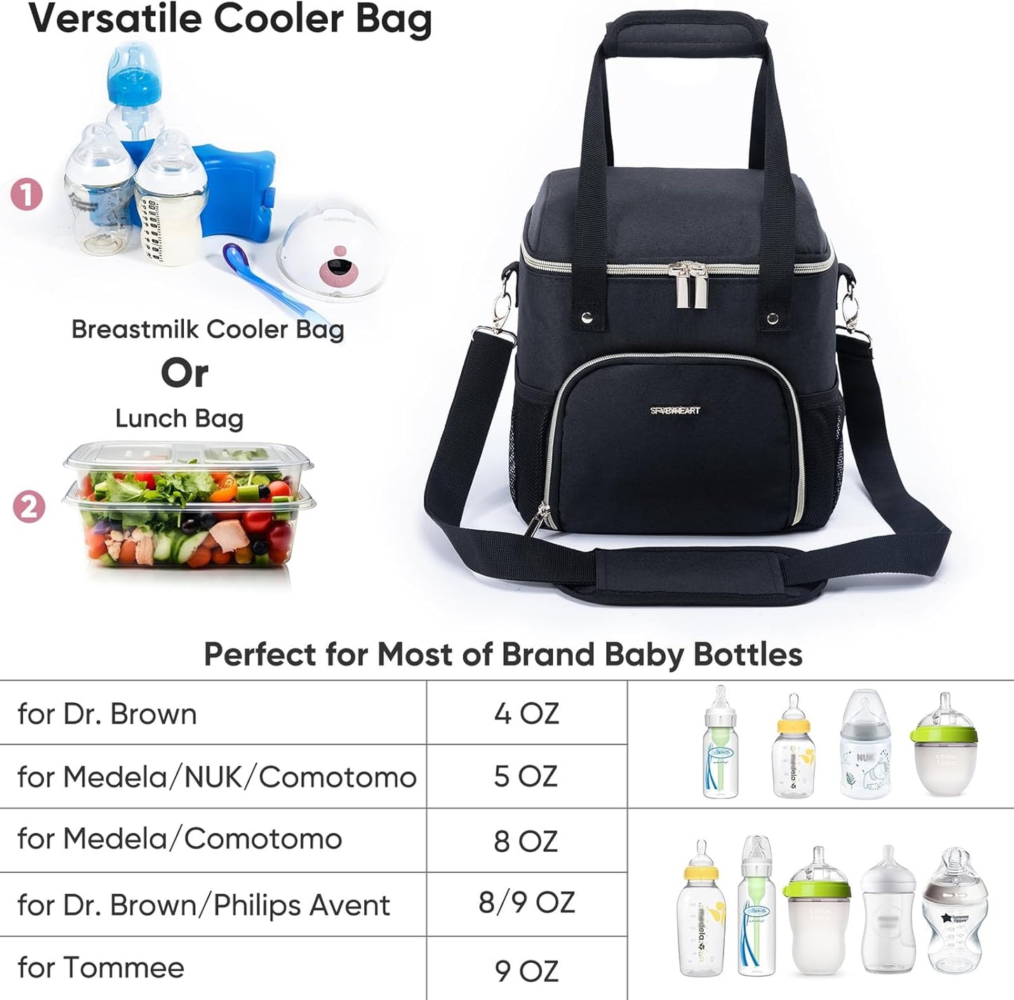 Mam Breastmilk Cooler Bag with Ice Pack for 4 Bottles - See-through Breast Pump Bag for Baby Bottles 4oz-9oz