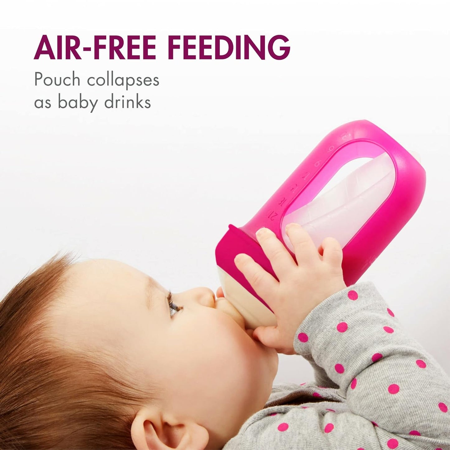 Boon Nursh Reusable Silicone Pouch Baby Bottles - Medium Flow Nipple - Silicone Baby Bottle Pouch and Nipple - Baby Feeding Essentials - Gray - 3-6 Months - 3 Count - 8 Ounce