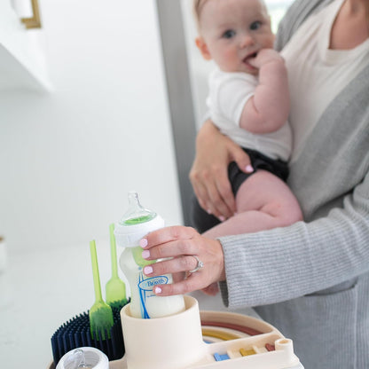 Dr. Brown's 2-in-1 Dry & Prep Silicone Mat, Silicone Baby Bottle Drying Mat with Removable Pegs for Baby Essentials, Built-in Bottle Prep, BPA-Free