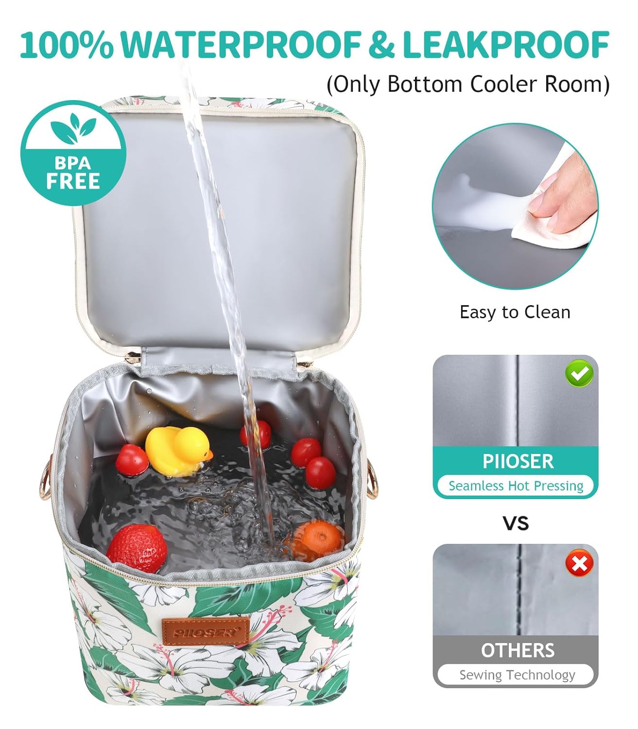 PIIOSER Breastmilk Cooler Bag with Ice Pack Fits 6 Baby Bottles Up to 9 Ounce, Insulated Baby Bottle Tote Bags, Double Layer Waterproof Leak-Proof with Shoulder Strap for Nursing & Working Mom (Grey)