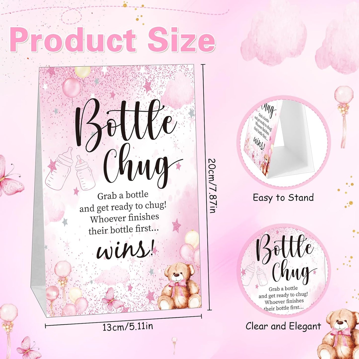 TrelaCo Bottle Chug Baby Shower Game 20 Pcs Baby Bottles Shower Favor with 1 Greenery Theme Sign for Gender Reveal Party Supplies Gifts(Green)