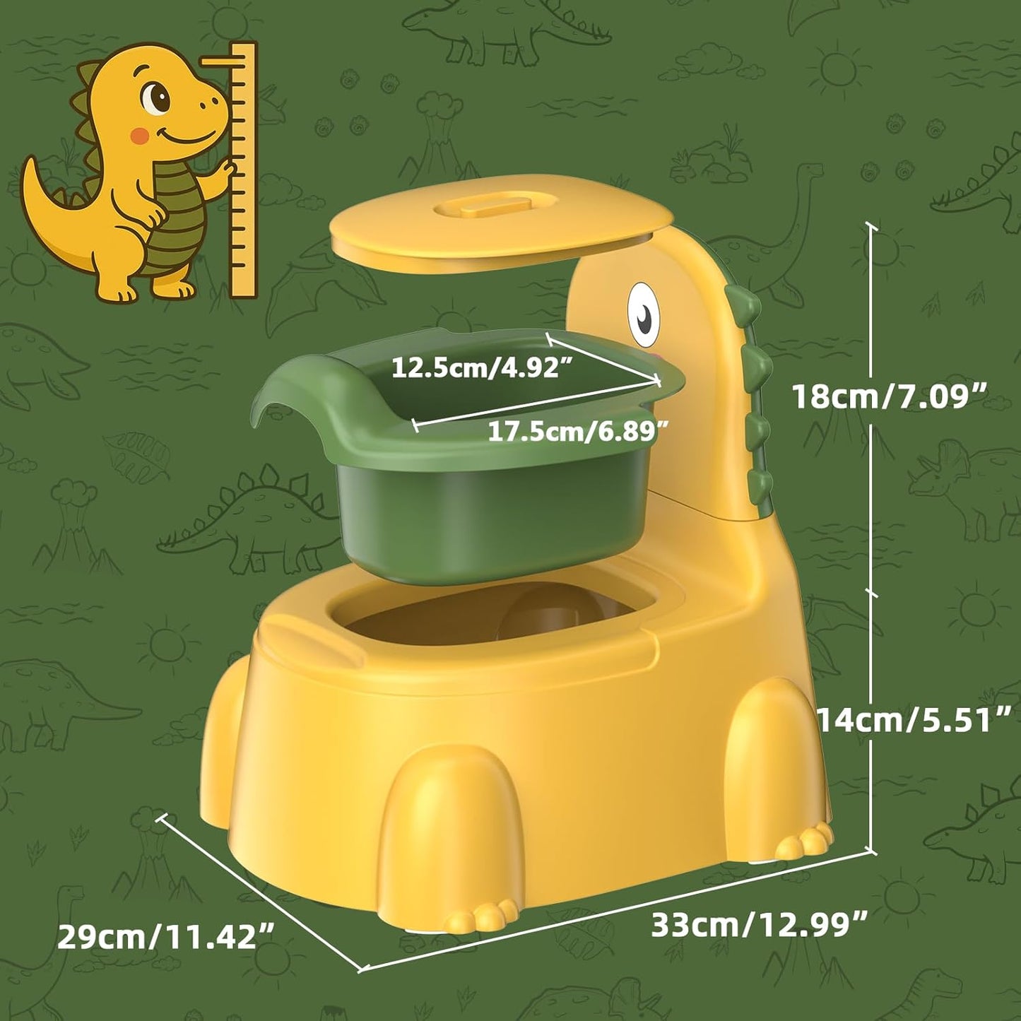 Potty Training Toilet Toddler Potty Chair Kids Boys Girls Dinosaur Animal Comfortable Potties Training Seat for Childrens Ages 1-3 Portable Baby Toilets with Lid Back Easy to Clean Potty Trainer,Blue