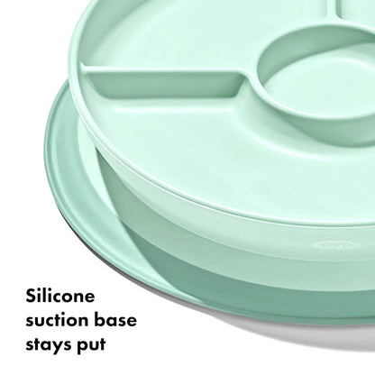 OXO Tot Stick and Stay Suction Divided Plate - Opal