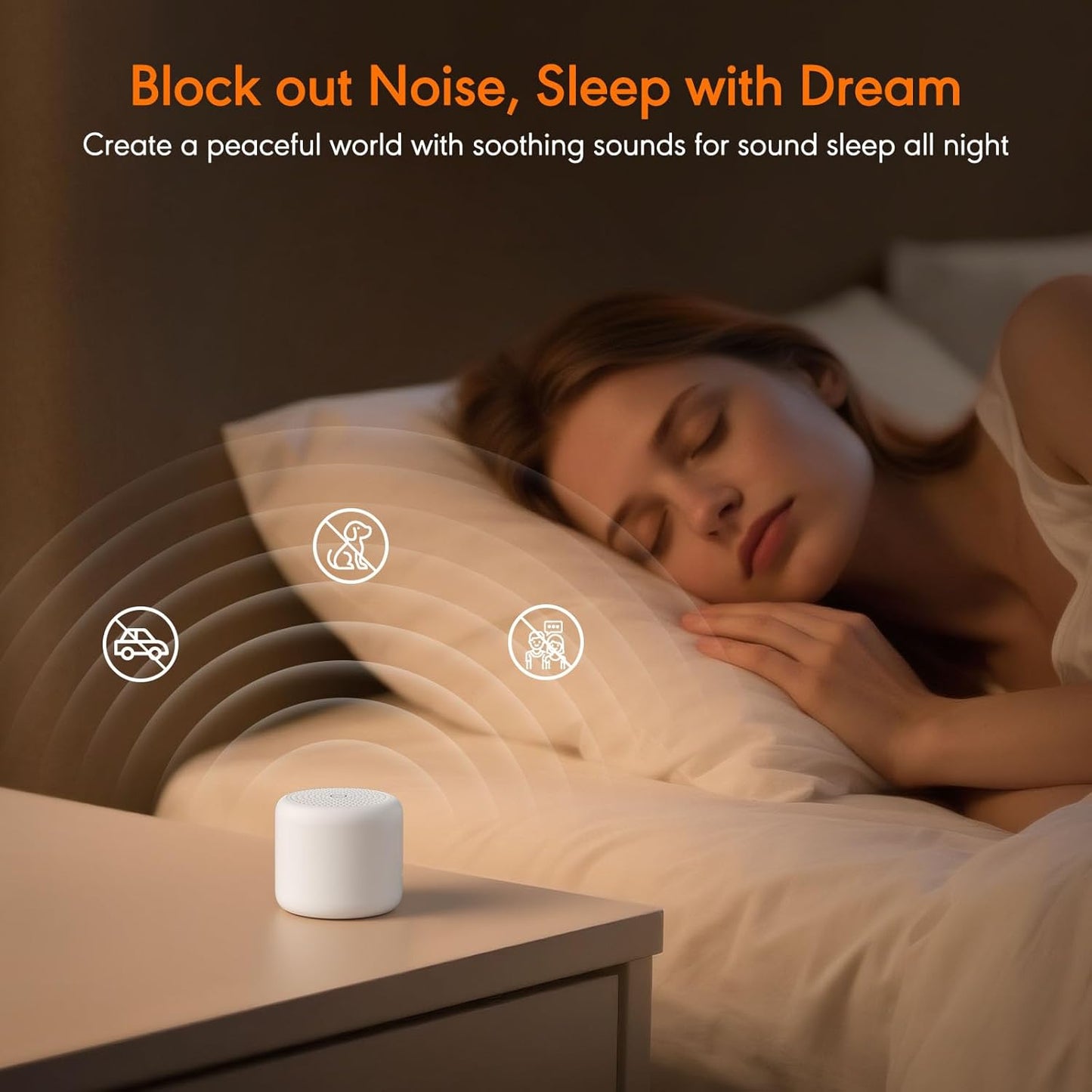 White Noise Sound Machine, Portable White Noise Machine for Sleeping with 18 Soothing Sounds, Timer & Memory Function, for Baby Adults, Travel, Office, Hotel Privacy (Mini)