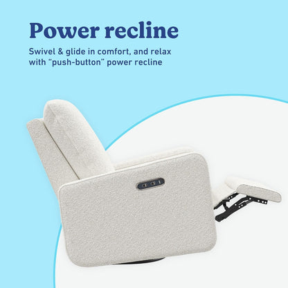 Graco Teddi Power Recliner Swivel Glider, Electronic Power Recline, Oeko-TEX 100 Certified, USB-A & USB-C Charger, Premium Cushioning & Comfort – (Ivory Basketweave)