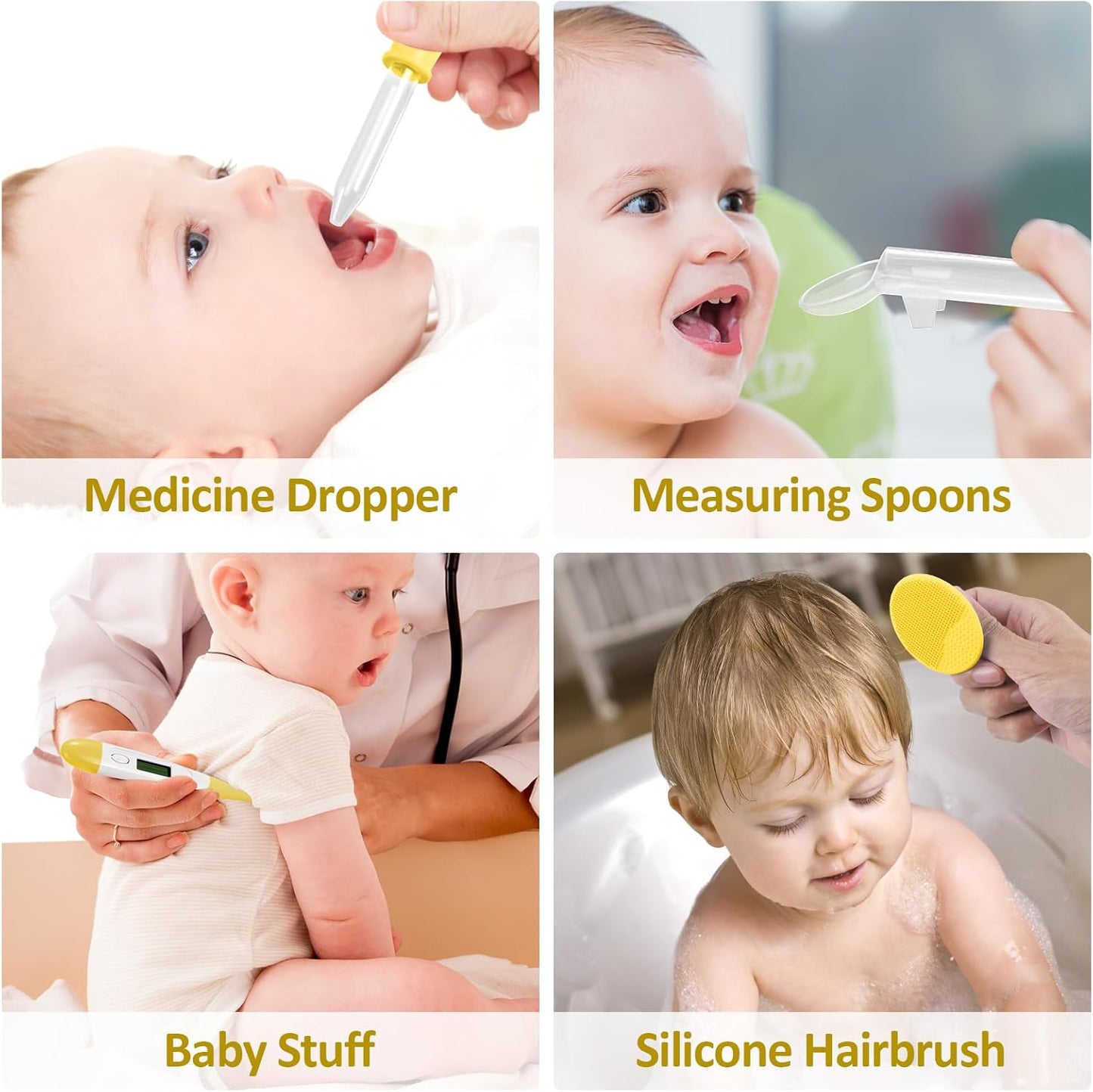 Baby Grooming Kit, Infant Safety Care Set with Hair Brush Comb Nail Clipper Nasal Aspirator,Baby Essentials Kit for Newborn Girls Boys (Grey White)
