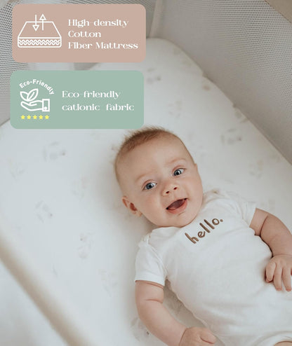 Fodoss Baby Bassinets Bedside Sleeper - All Mesh Bedside Bassinet with Wheels, 7 Height Adjustable Baby Bassinet for Infants, Beige