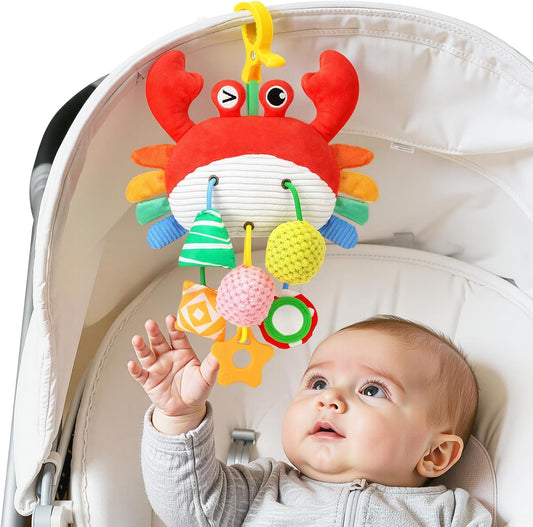 Car Seat Toys for Babies 0-6 Months, Baby Hanging Toys for Car Seat, Stroller, Crib, Gym with Pulling Cords, Rattle, Mirror, Stroller Toys for Baby Infant Newborn Toddler Boy Girl Easter Gifts