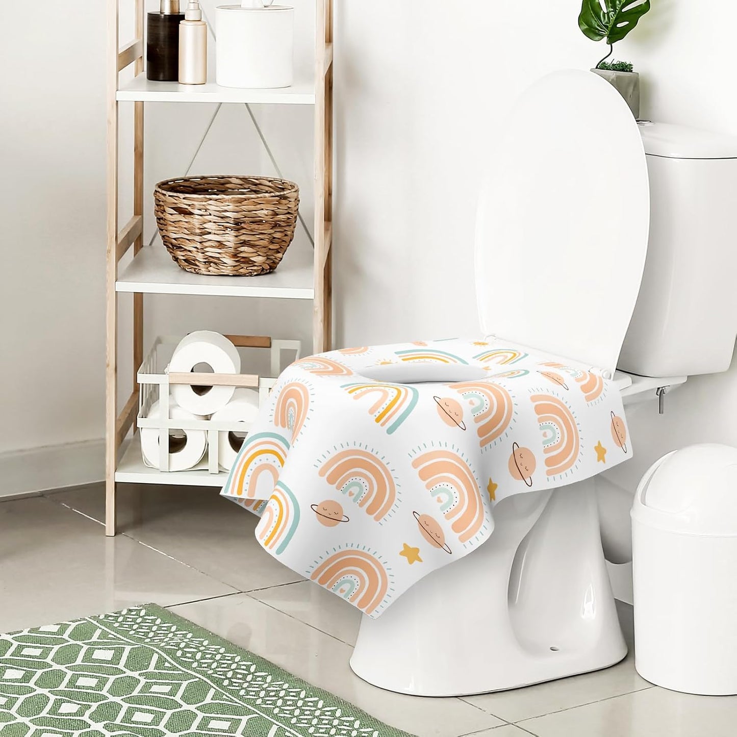 30 Pack Toilet Seat Covers Disposable, Large Waterproof Potty Covers for Toddlers, Kids, and Adults, Individually Wrapped for Travel, Toddler Potty Training for Public Restroom, Airplane, Trip