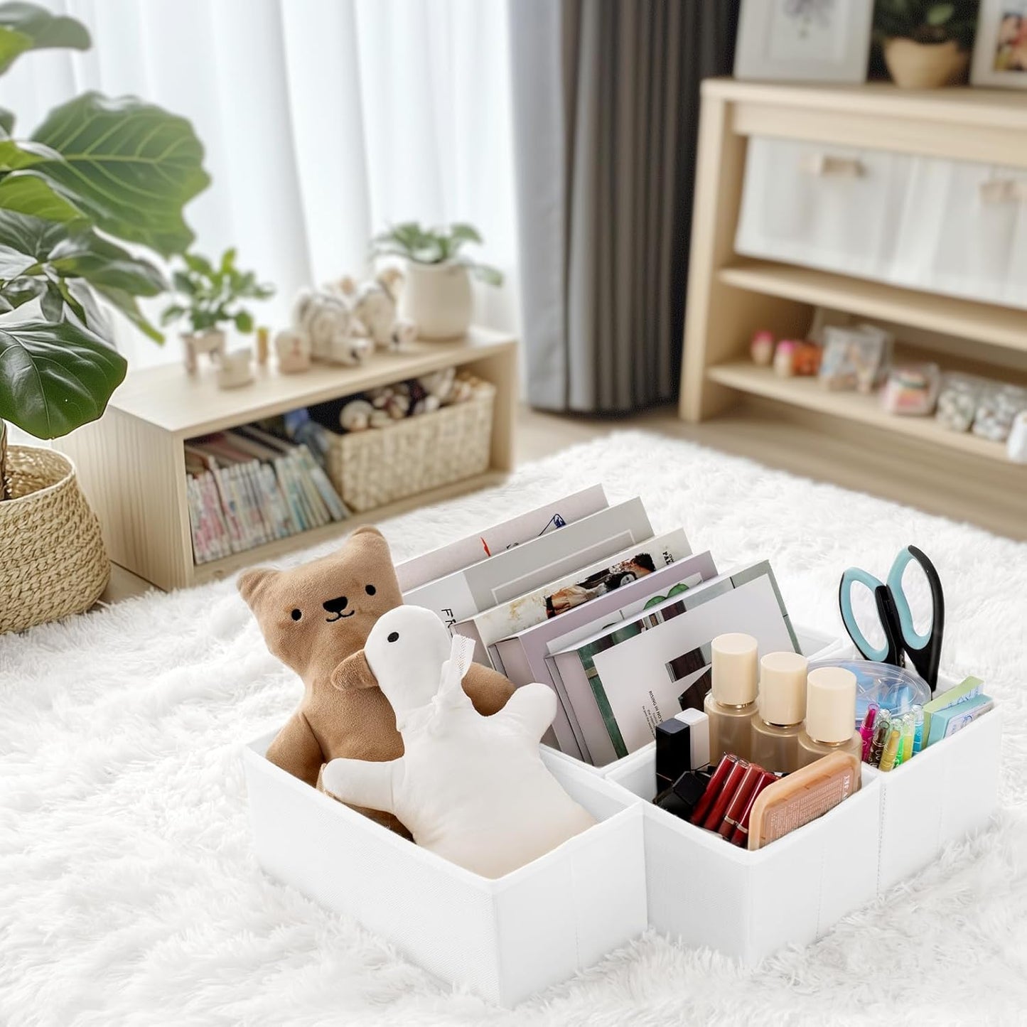 Criusia Drawer Organizer Clothes, 10 Pack Dresser Organizer for Baby Clothes, Underwear, Sock- Foldable Closet Organization and Storage Dividers Bins for Nursery, Bedroom (Beige)