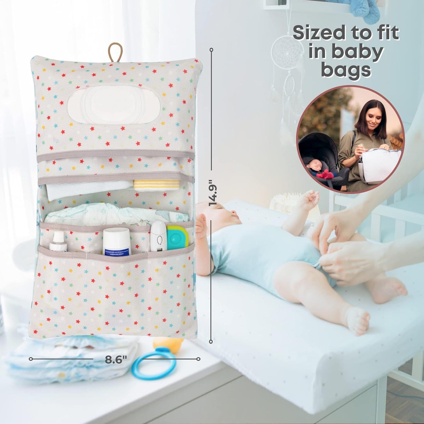 HAMUR Baby Diaper Bag Organizer – Travel-Friendly, Compact & Foldable | Stroller Pouch for Newborn Essentials – Must-Have for Boys & Girls (Leaves)