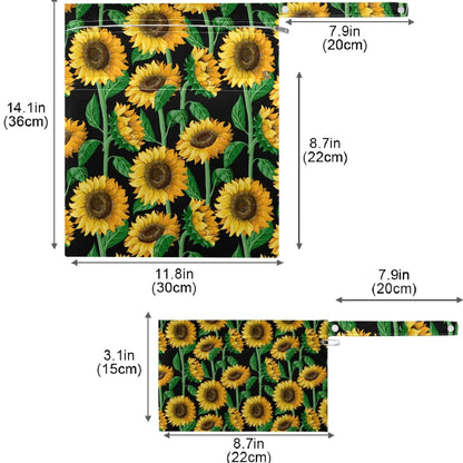 visesunny Leopard Grain 2Pcs Wet Bag with 2 Zippered Pockets Snap Handle Washable Reusable Roomy for Travel,Beach,Pool,Daycare,Stroller,Diapers,Dirty Gym Clothes, Wet Swimsuits, Toiletries