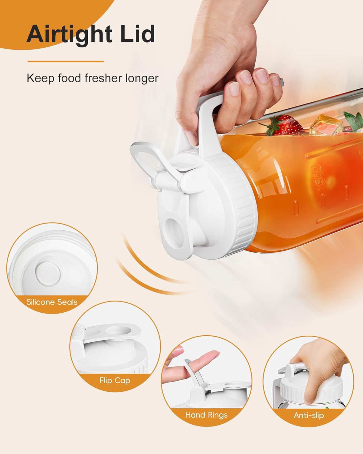 32oz Breast Milk Pitcher with Lid - Airtight Leakproof Glass Storage with Flip Cap & Pour Spout, Wide Mouth 1 Quart Breastmilk Storage Container Breastfeeding Essentials for Breastmilk, Formula, Milk