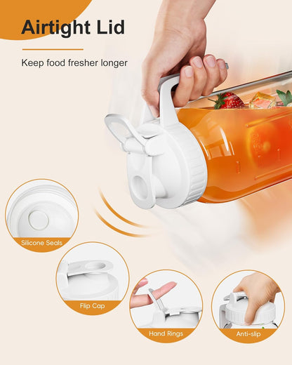64oz Glass Breast Milk Pitcher with Lid & Pour Spout, 2 Quart Airtight Leakproof BreastMilk Fridge Storage Container - Wide Mouth, Dishwasher Safe Formula Pitcher with Handle