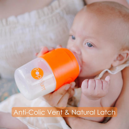 PopYum Stage 1 Slow Flow Anti-Colic Nipples, 2-Pack, 0+ Months, 100% Soft Silicone Natural Latch Breast-Like Bottle Replacement Nipple