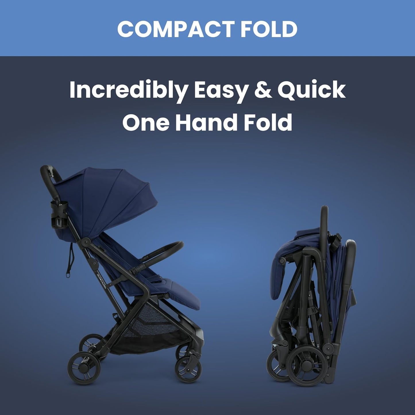 Delta Children Icon Ultra Compact Travel Stroller - Greenguard Gold Certified, Black