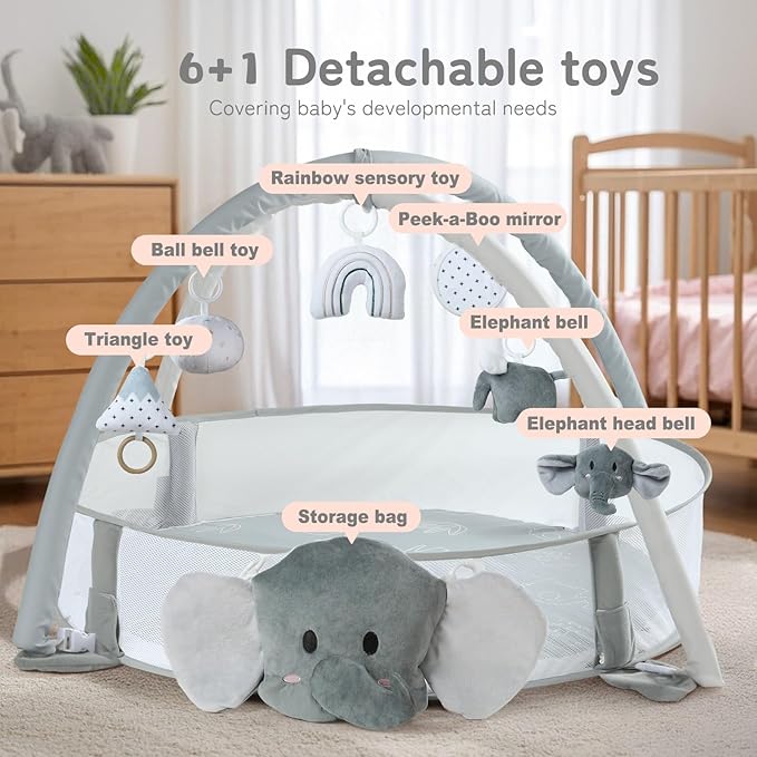 Mallify 5-in-1 XL Large Baby Gym & Ball Pit, Play Mat & Play Gym, Combination Baby Activity Gym with Milestone Cards for Sensory Exploration and Motor Skill Development, Balls are not Included