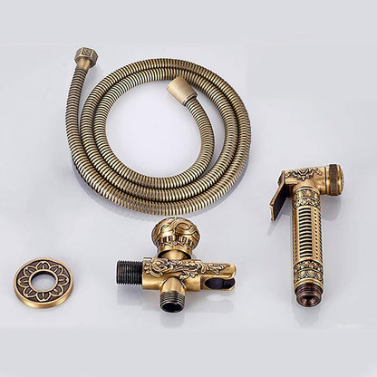 Handheld Bidet Sprayer for Toilet, Antique Bathroom Cloth Diaper Sprayer Set Brass Single Cold Water Bidet Sprayer Kit with Stainless Steel Shower Hose,with Angle Valve(Without Angle Valve)