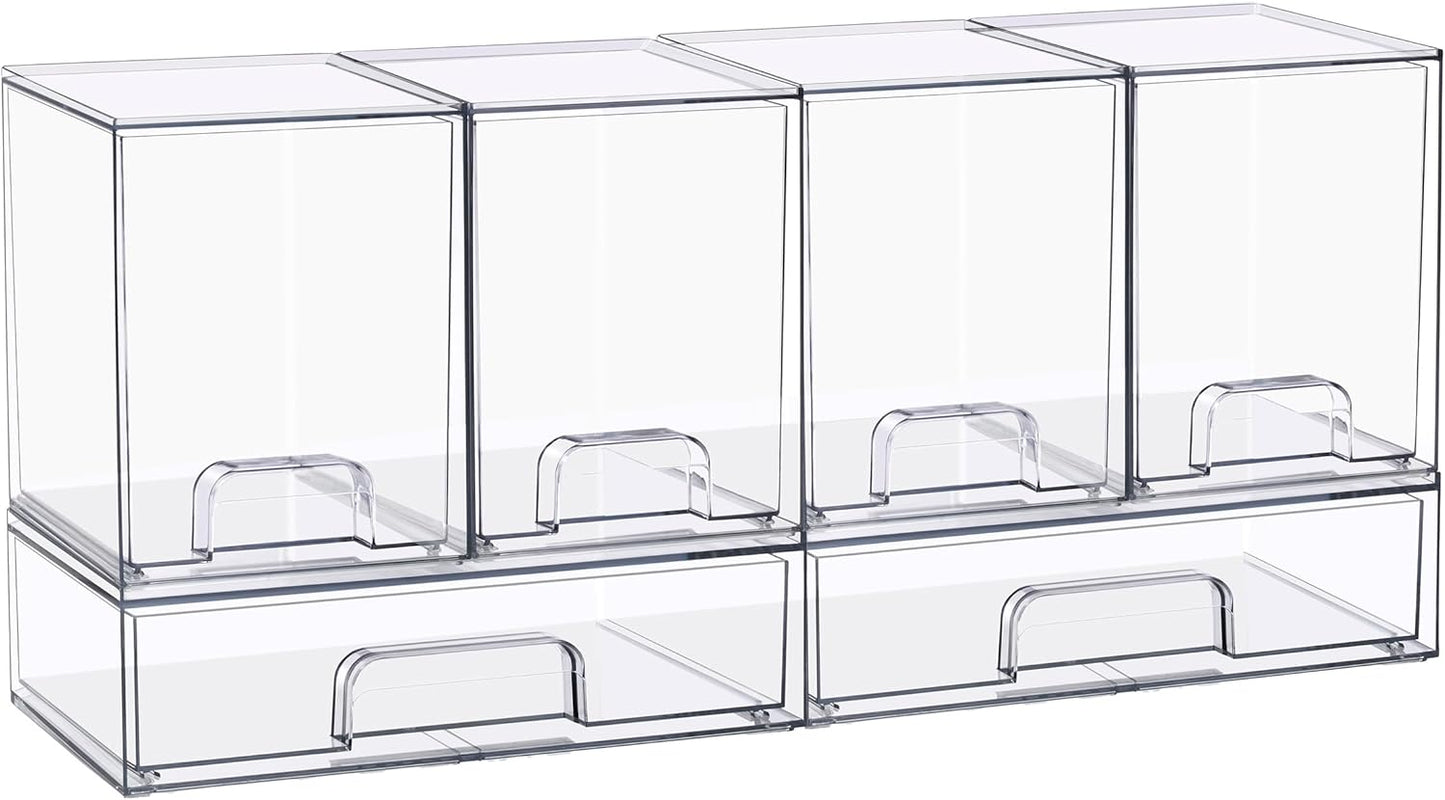 Sorbus Stackable Acrylic Storage Drawers – 2 Small + 2 Tall + 1 Wide – 5 Pack Clear Plastic Organizer Bins for Baby Bottles, Makeup, Bathroom & Vanity, Pull-Out Drawer Design for Kitchen Cabinets