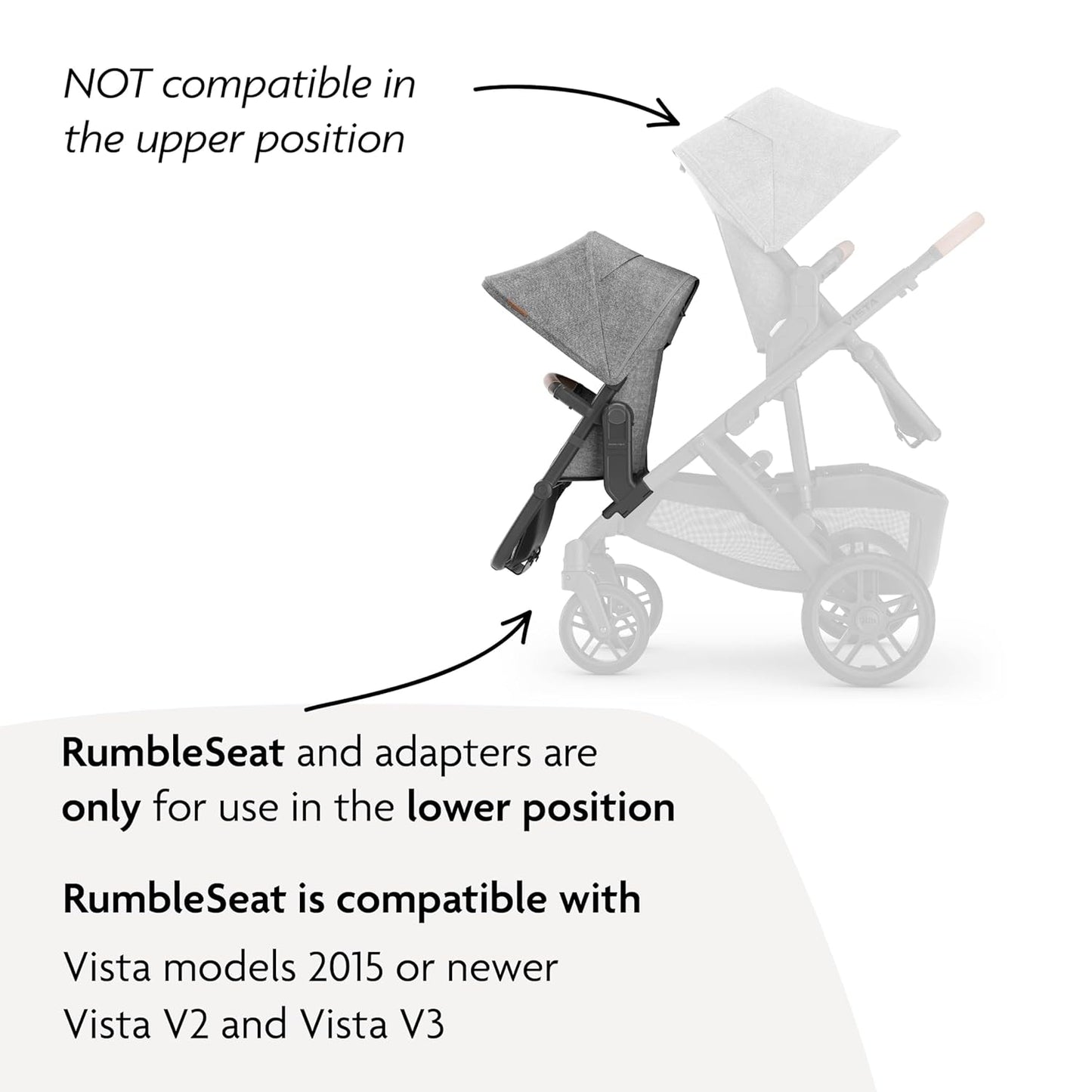 UPPAbaby RumbleSeat V3 Second Lower Seat - Compatible with Vista V2 and Vista V3 - All-Weather Seat + Magnetic Buckle – Adapters Included -Owen (Mocha Mélange)