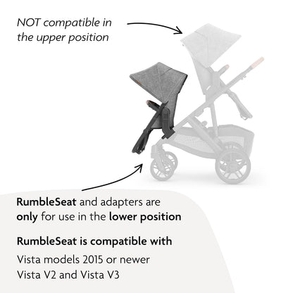 UPPAbaby RumbleSeat V3 Second Lower Seat - Compatible with Vista V2 and Vista V3 - All-Weather Seat + Magnetic Buckle – Adapters Included -Owen (Mocha Mélange)