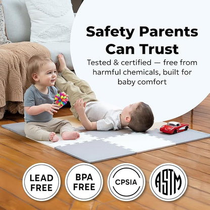 MioTetto Baby Play Mat, Comfortable Playtime Mat – Portable Foam Floor Tiles, Safe Baby mat for Floor for Crawling & Development, Soft Play mat for Babies, Stylish Interlocking Foam Tiles