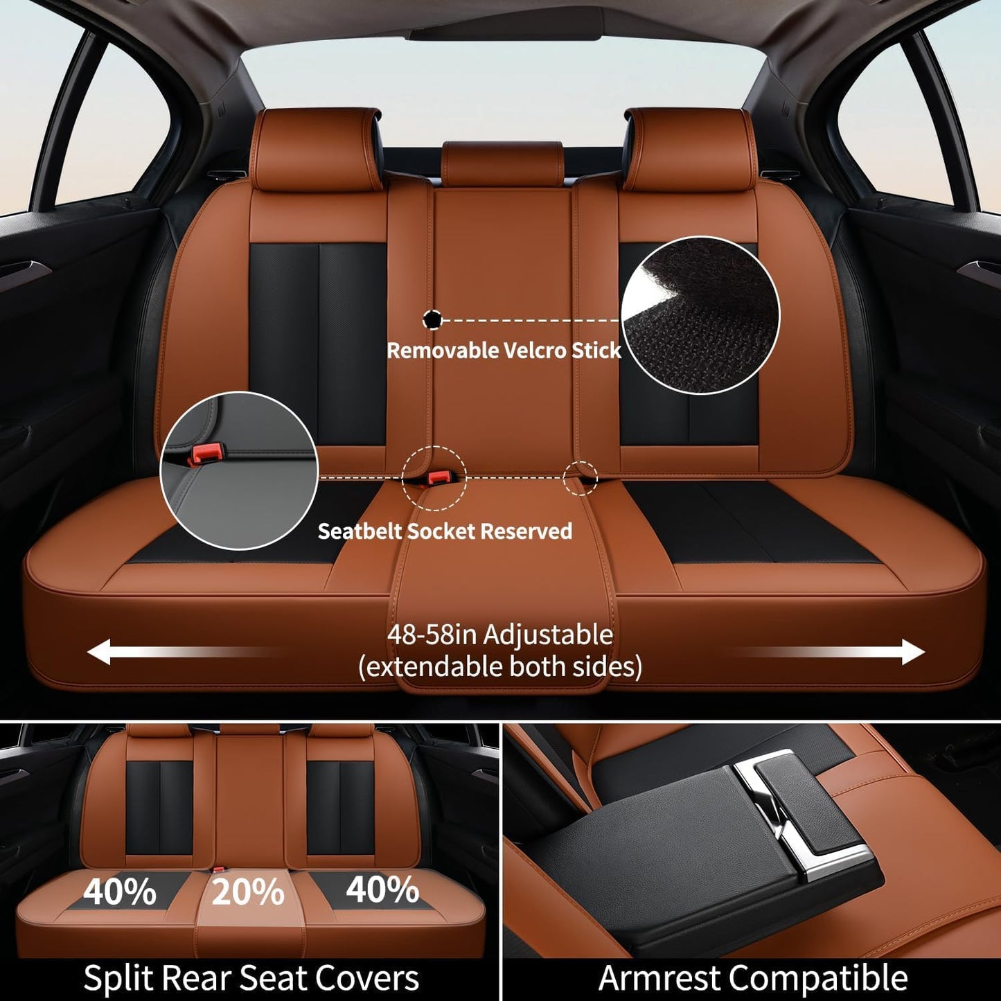 FLORICH Car Seat Covers Full Set, Automotive Seat Covers, Black Car Seat Cover, Waterproof Seat Protectors Universal fit for Car Truck Van SUV - Black