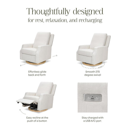 Namesake Crewe Glider Recliner Nursery Chair - GREENGUARD Gold & Certi-PUR US Certified Rocker Recliner - Glider Rocking Chair for Nursery & Living Room - Manual, 360° Swivel, Tan Gingham