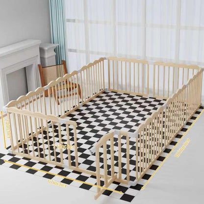 Baby Playpen, Wooden Playpen for Babies and Toddlers, Large Adjustable Wooden Baby Playard with Locking Gate, Easy to Assemble, Portable Play Pen, Infant Play Pen Play Area(47x62x24 Inch)