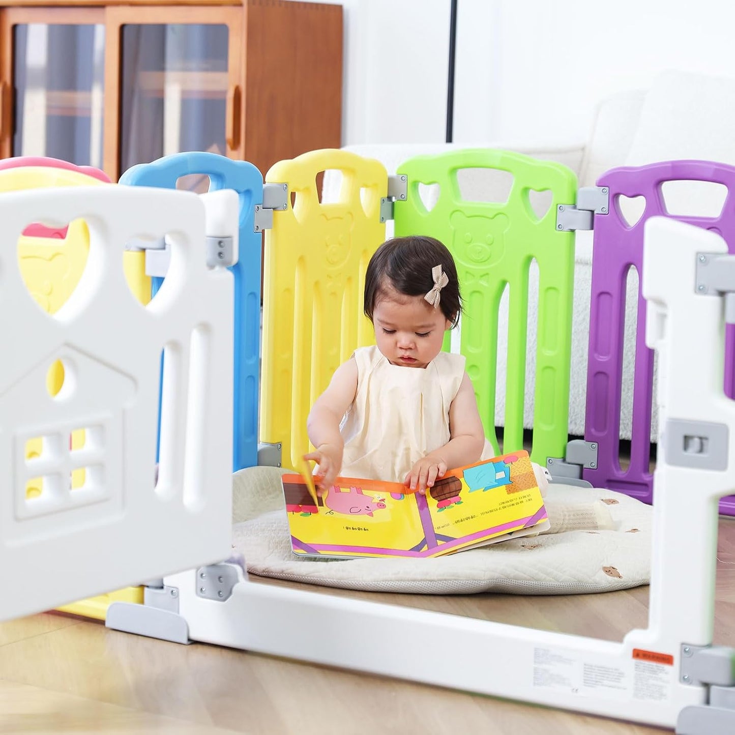 Baby Playpen Kids Activity Centre Safety Play Yard Home Indoor Outdoor New Pen (Multicolour) (White) (Macarons Classic Set 14 Panel)