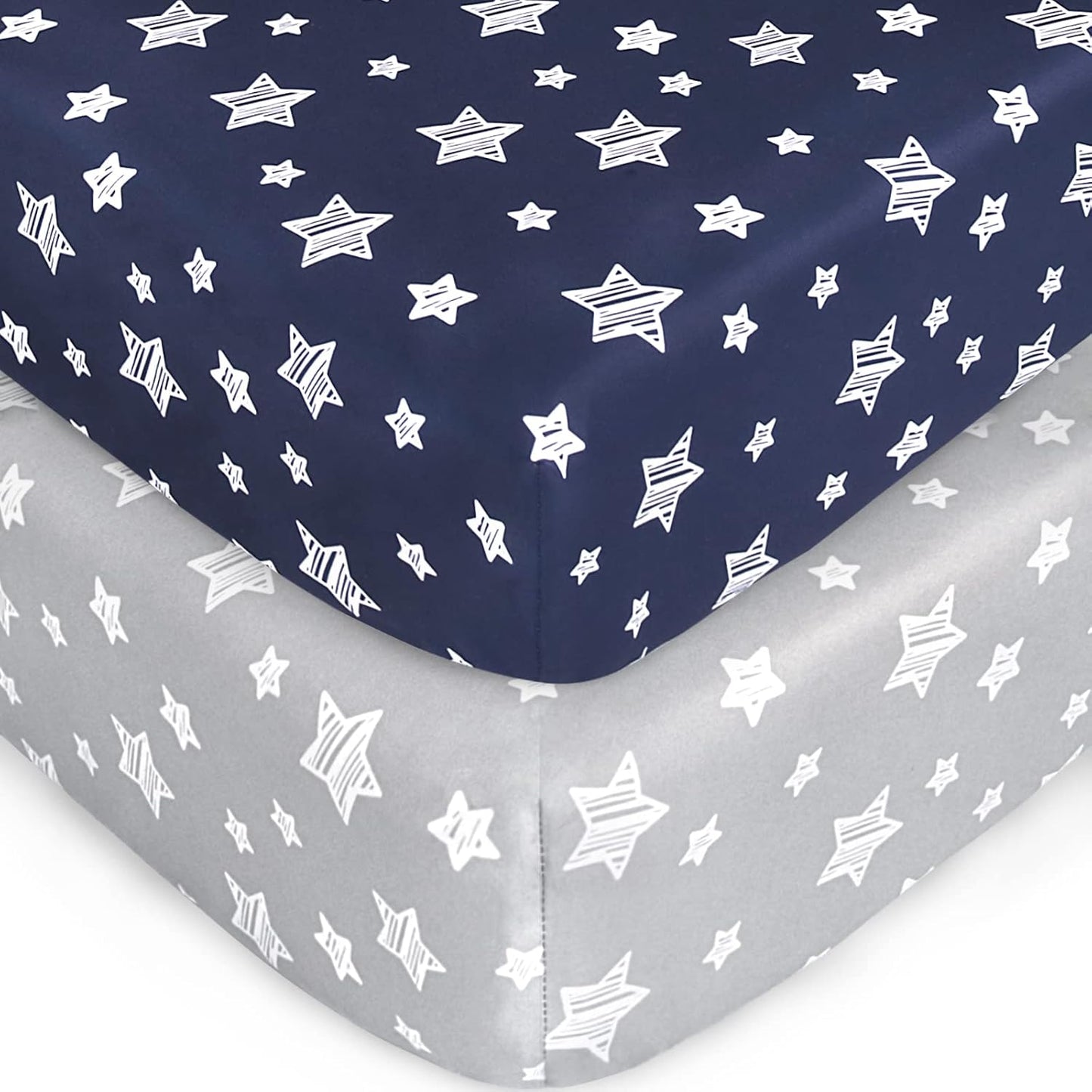 Pack and Play Sheets, 2 Pack Mini Crib Sheets, Stretchy Playard Fitted Sheet, Compatible with Graco Pack n Play, Soft and Breathable Material, Planet & Flower