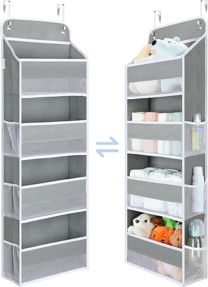 Yecaye 1 Pack Over the Door Organizer, 35.2lbs Load Toy Stuffed Animal Storage, Swing-proof Hanging Bathroom Organizers and Storage for Nursery Newborn Baby Essential Stuff Dorm Room Essentials