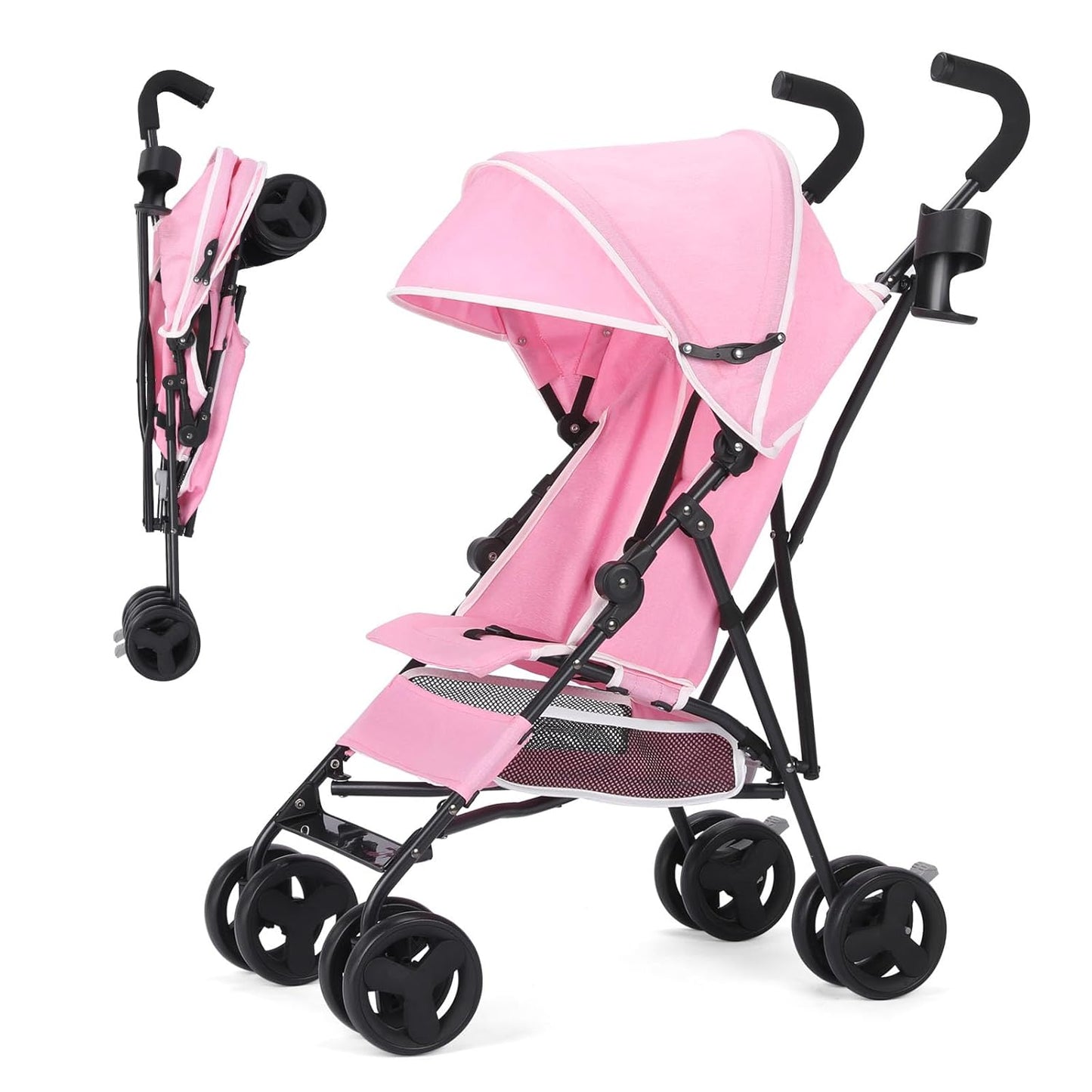 6-36M Baby Stroller, Umbrella Stroller with Foldable Pushchair with Adjustable Canopy, Folding Infant Newborn Pram Stroller with Storage Basket, Cup Holder, Suspension Wheels for Infants (Dark Grey)