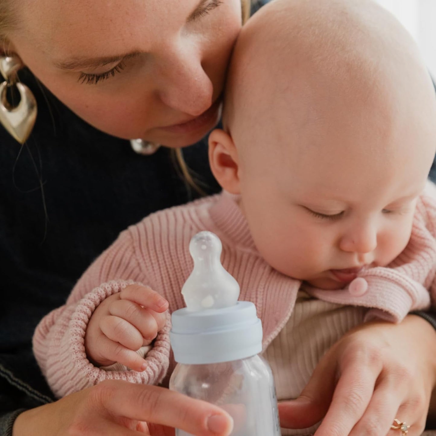 BIBS Baby Bottle 5 oz / 150 ml Silicone Nipple 2 Pack - Anti-Colic, BPA-Free, Round Nipple, Slow Flow, Lightweight & Easy to Clean, Suitable for Newborns 0+ Years - Ivory